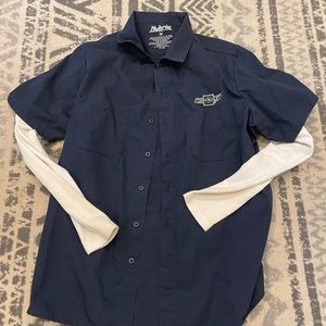 Hybrid Apparel Men's Button Down Chevy Shirt with Thermal Sleeves Size M